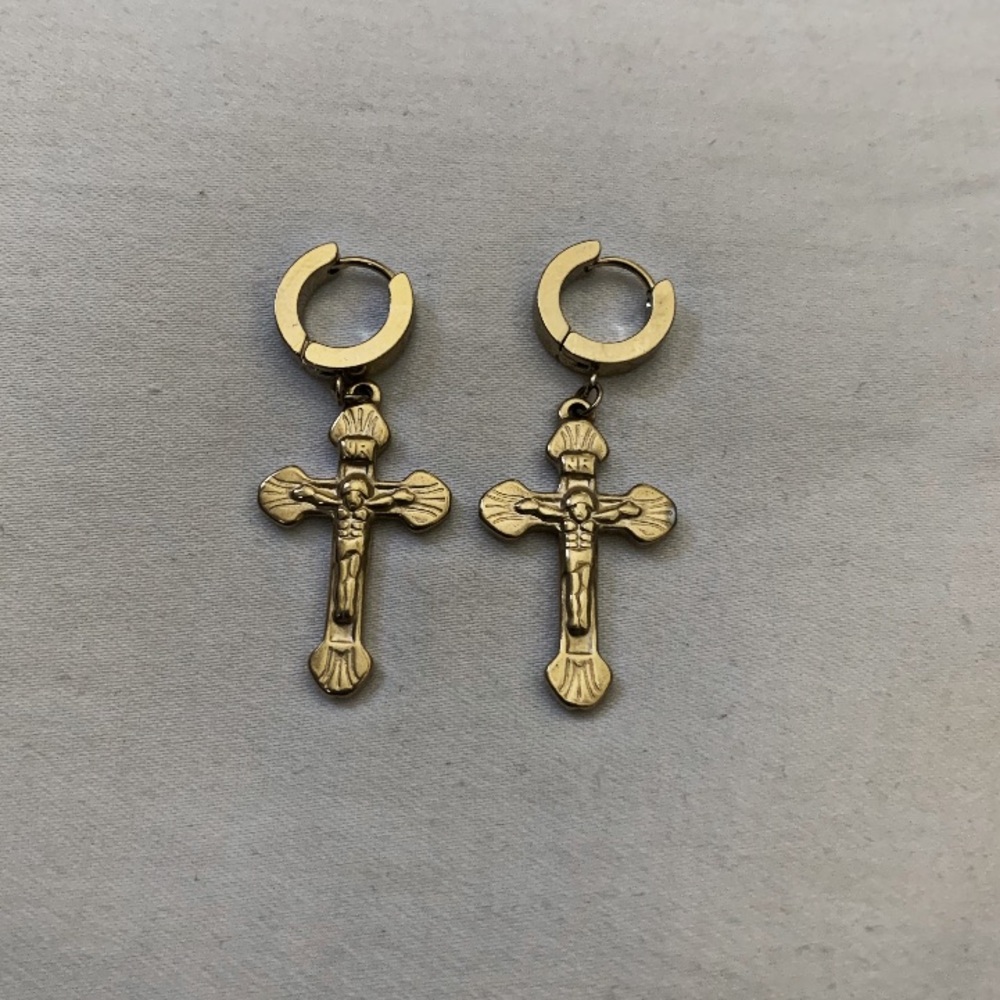Minimalist Gold Cross Earrings
